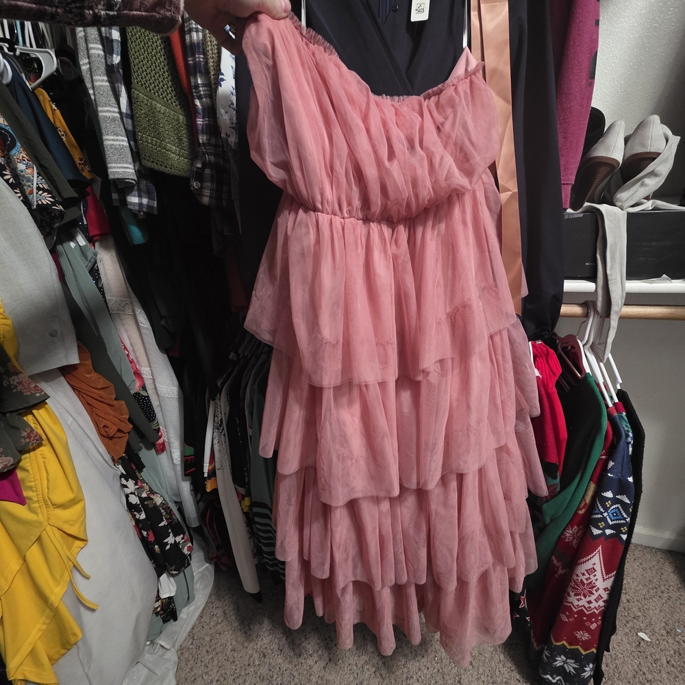 Pink Layered Tulle Dress